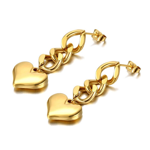 Aretes eslabones corazón