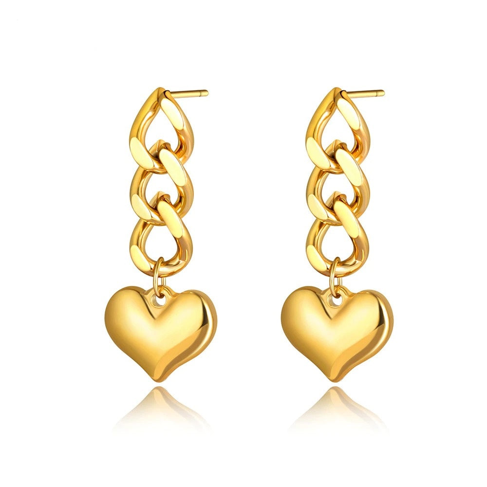 Aretes eslabones corazón