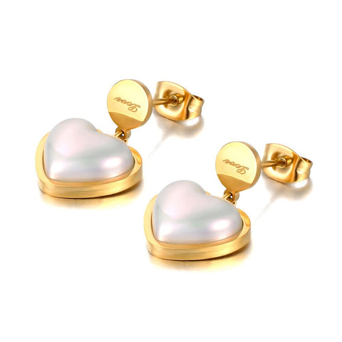 Aretes corazón perla