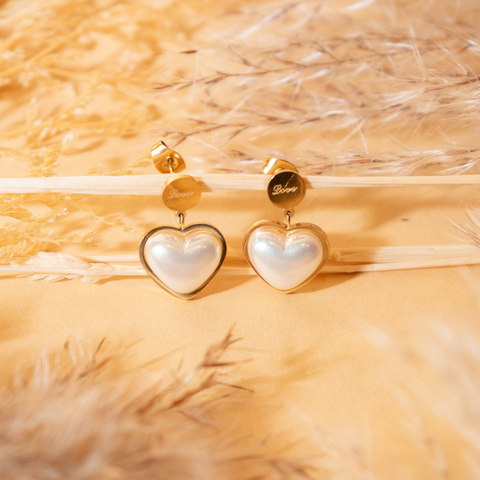 Aretes corazón perla