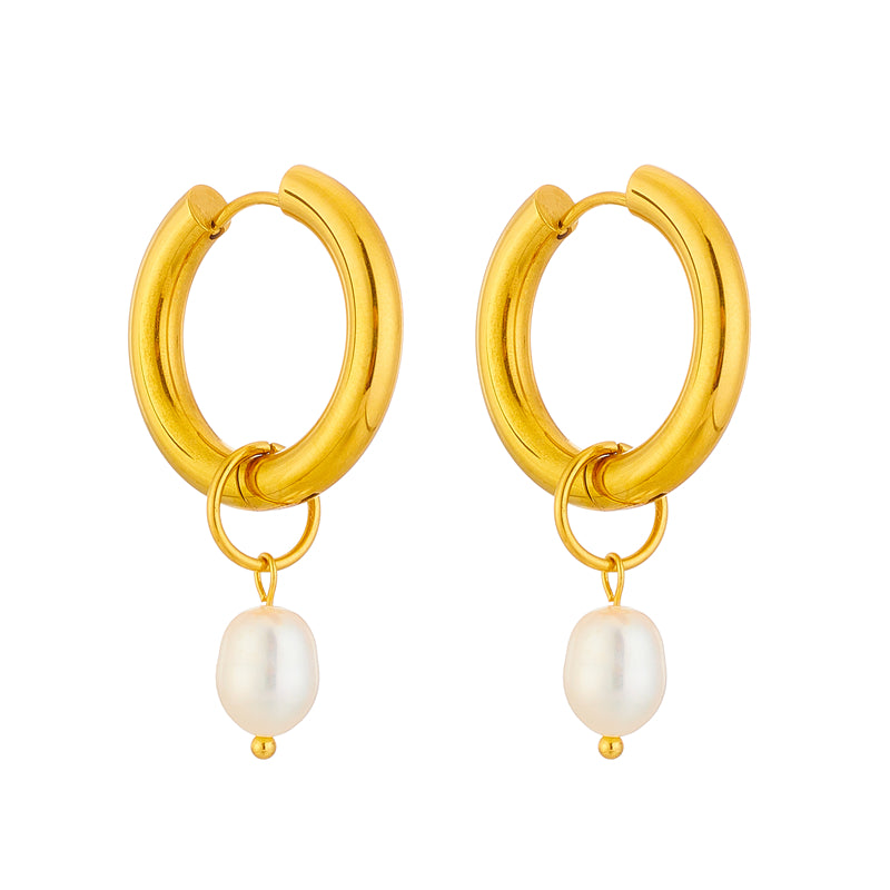 Aretes hoop perla