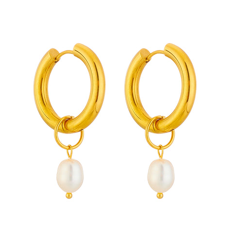 Aretes hoop perla