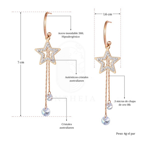 Aretes colgante estrella