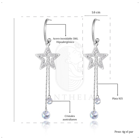 Aretes colgante estrella