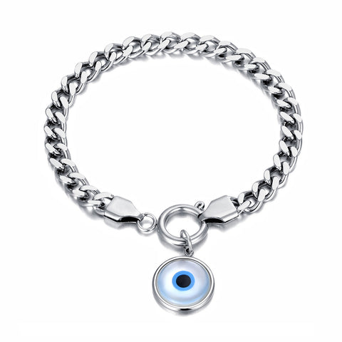 Pulsera cadena cubana ojo turco