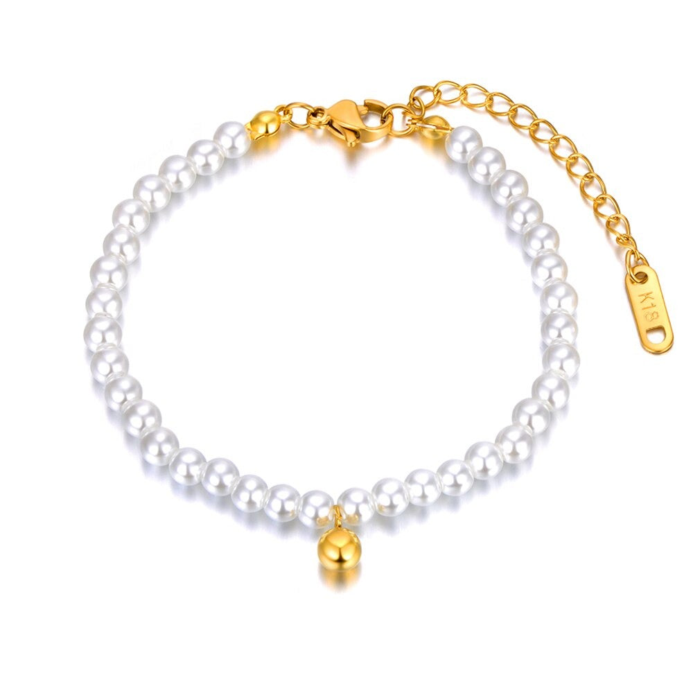 Pulsera perlas golden ball