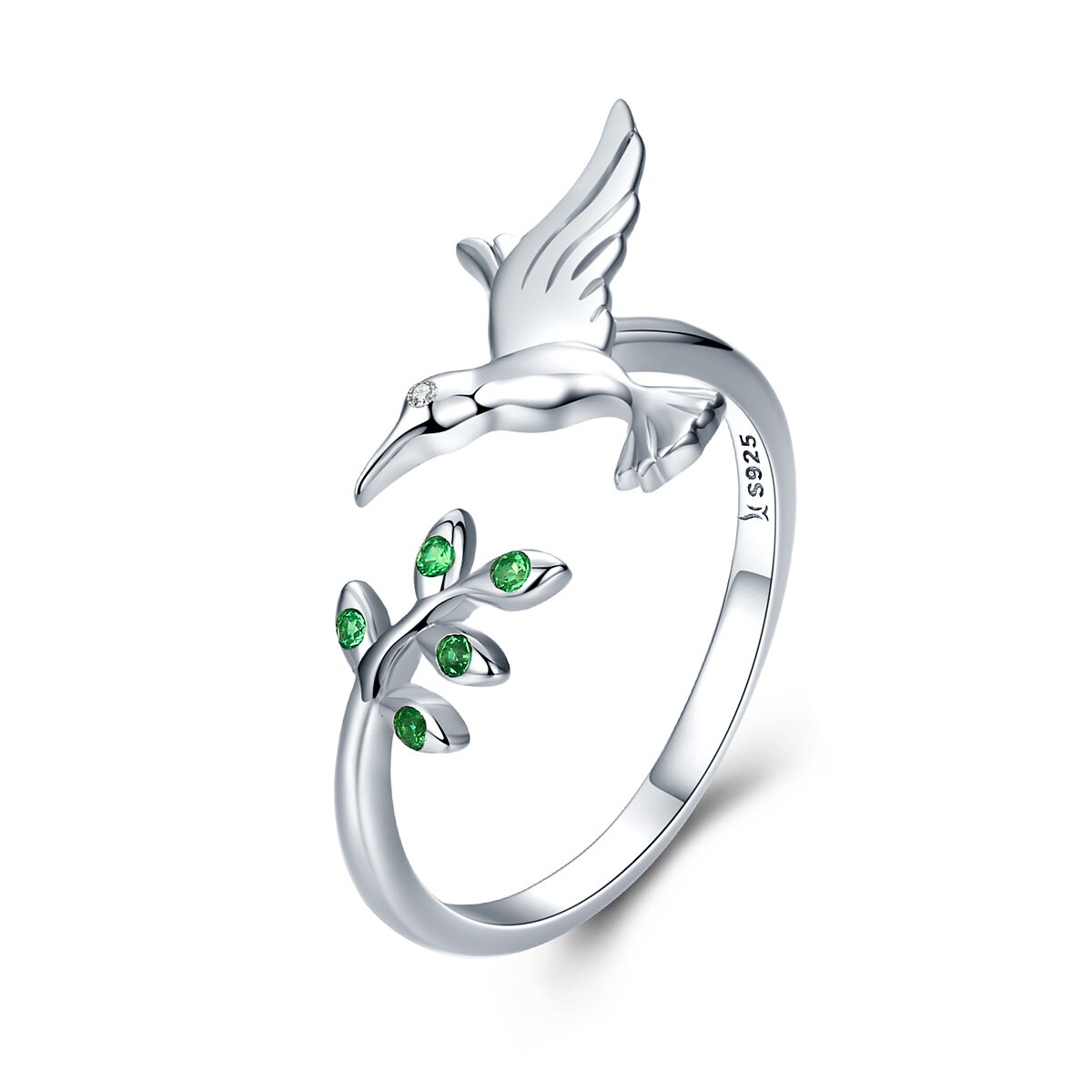 Anillo colibrí hoja