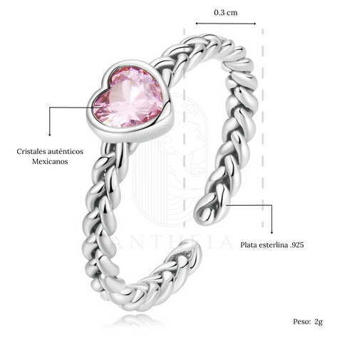 Anillo corazón rosa