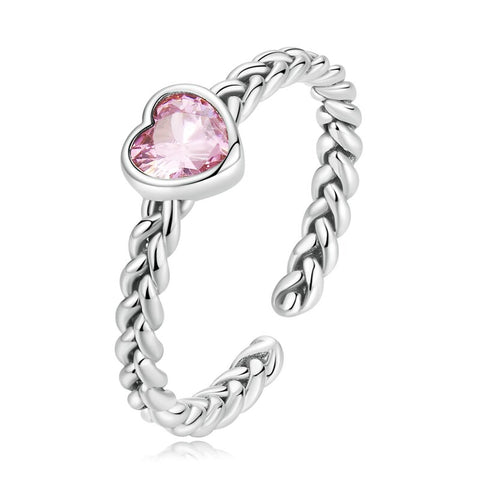 Anillo corazón rosa