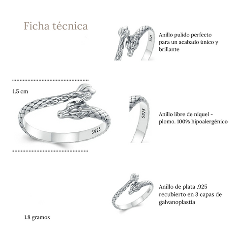 Anillo dragón plata - AN0038A