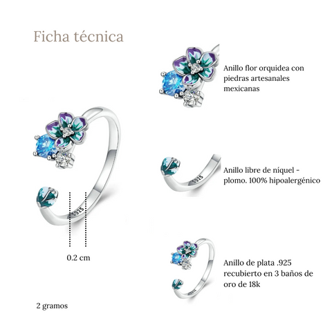 Anillo flor orquidea - AN0044A