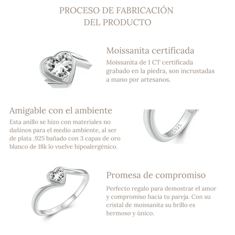 Anillo compromiso corazón moissanita - AN0052A