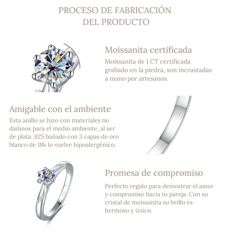 Anillo compromiso moissanita 1 CT - AN0051A