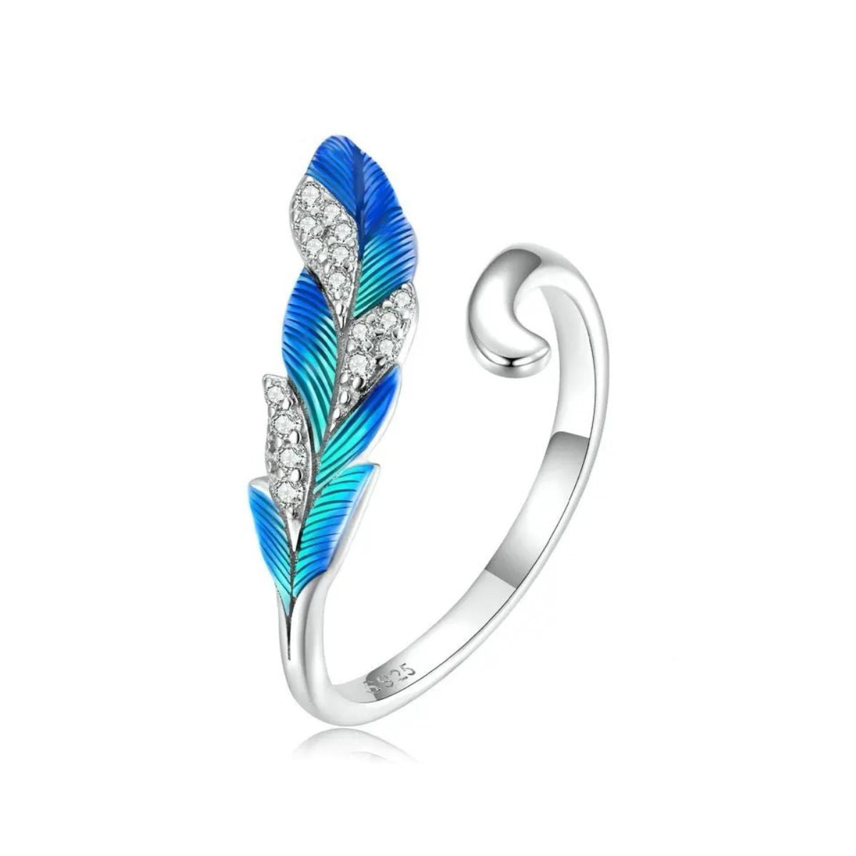 Anillo pluma azul plata - AN0039A