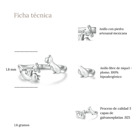 Anillo gatito cristal - AN0035A