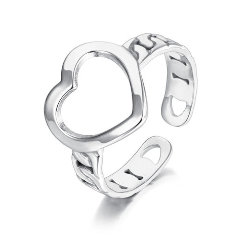 Anillo corazón eslabones