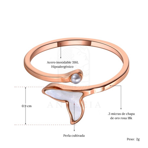 Anillo corazón perla